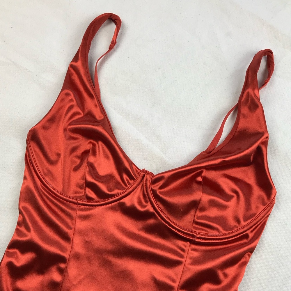 NWT Silk Satin Bodysuit with Underwire Structured
